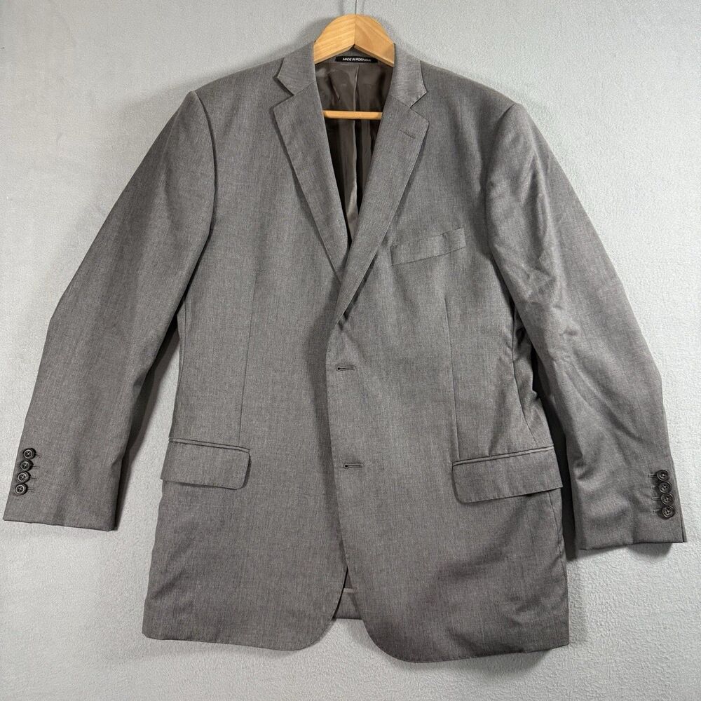 J. Hilburn 43R Gray Wool Blazer Sport Coat Guabello Fabric Half Lined Italy